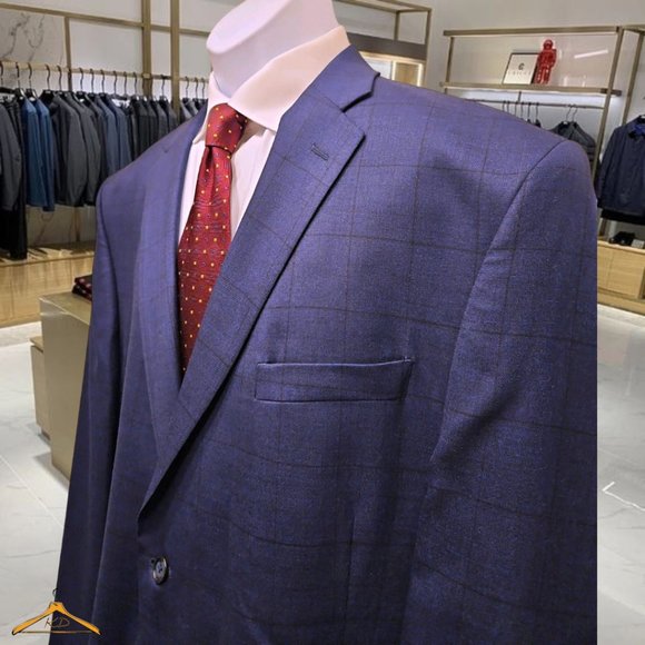 Jos. A. Bank Suit - 50R/45, Blue Windowpane Plaid, NWT - Picture 2 of 16